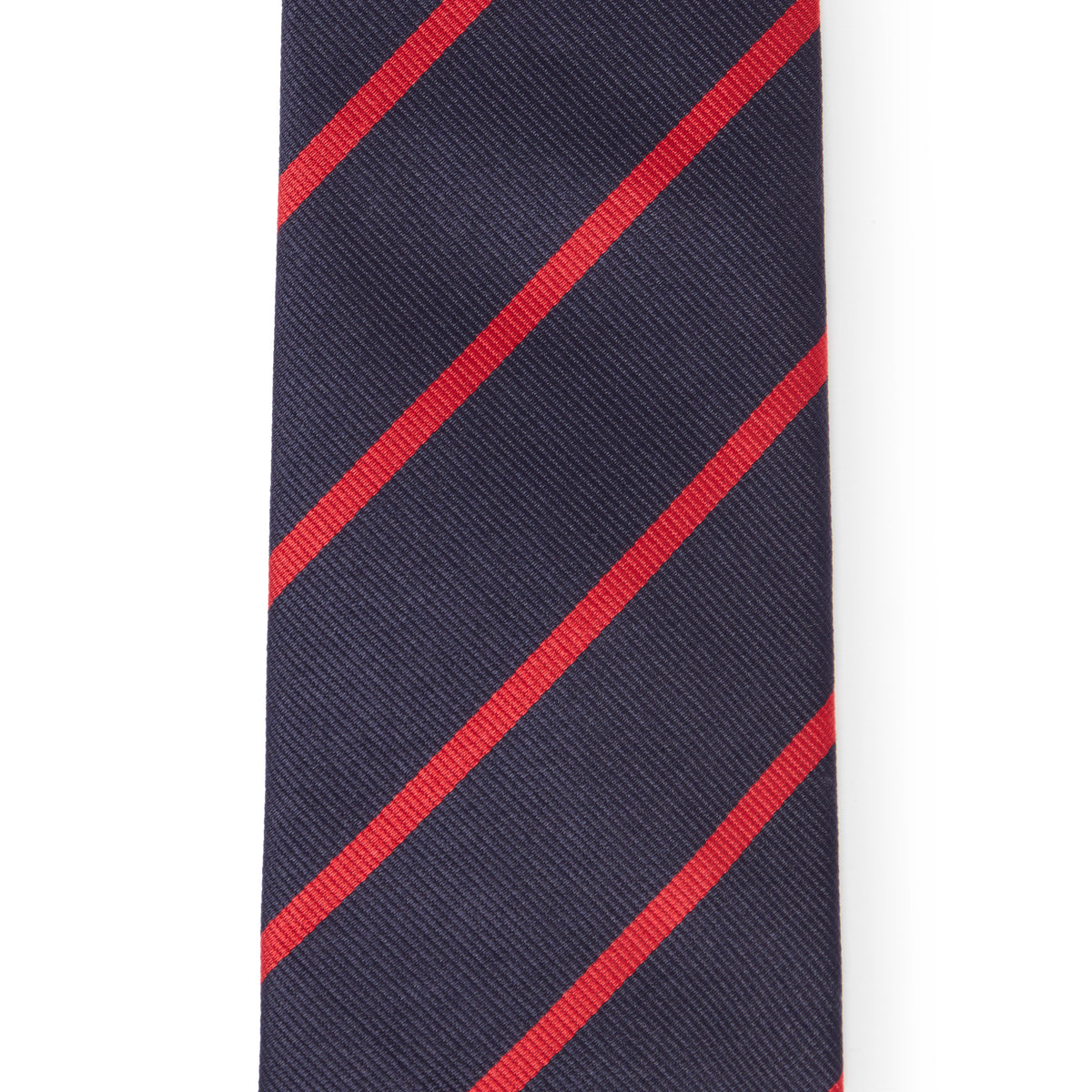 Navy Blue & Red Single Stripe Silk Woven Tie