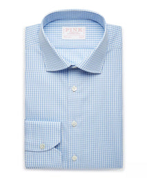 Pale Blue & White Slim Fit Core Poplin Gingham Formal Shirt