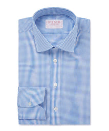 Sky Blue & White Athletic Fit Gingham Check Formal Shirt