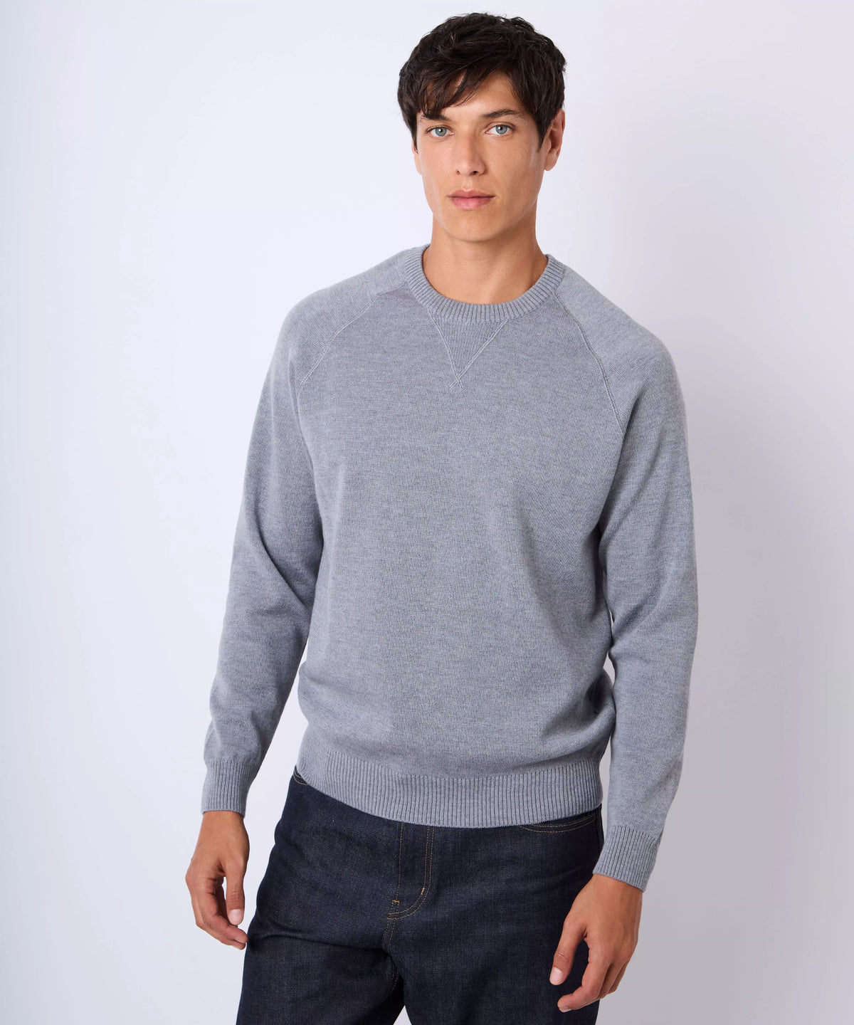 Grey Knitted Crew Neck Sweatshirt