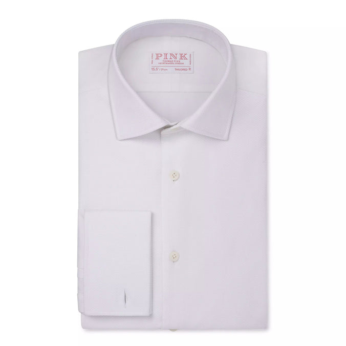 White Tailored Fit Double Cuff Marcella Twill Evening Shirt