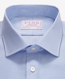 Blue & White Slim Fit Formal Micro Puppytooth Shirt