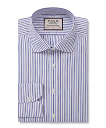 White & Blue Classic Fit Regent Track Stripe Formal Shirt