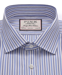 White & Blue Classic Fit Regent Track Stripe Formal Shirt