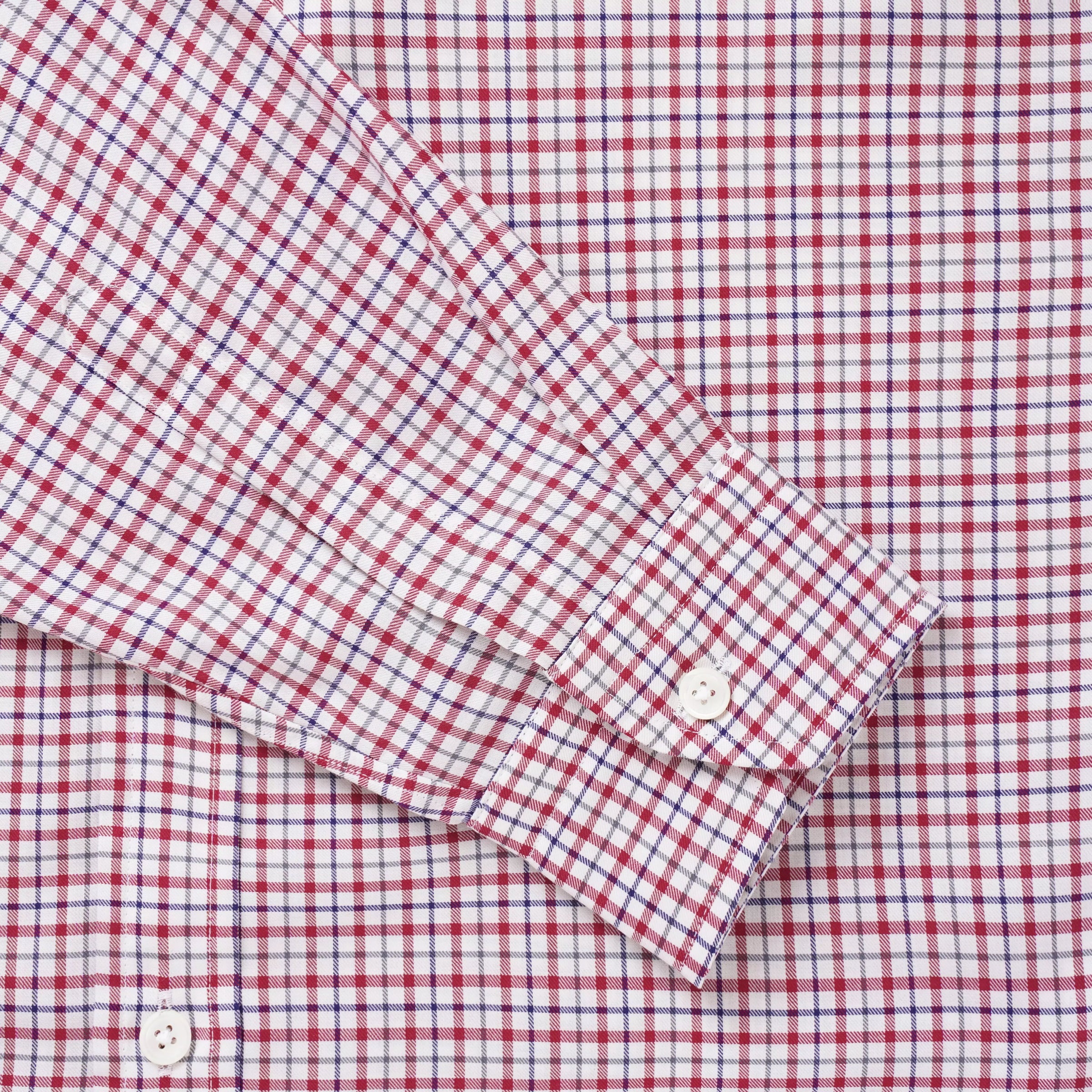 White & Multicolour Slim Fit Smart Casual Twill Window Check Shirt